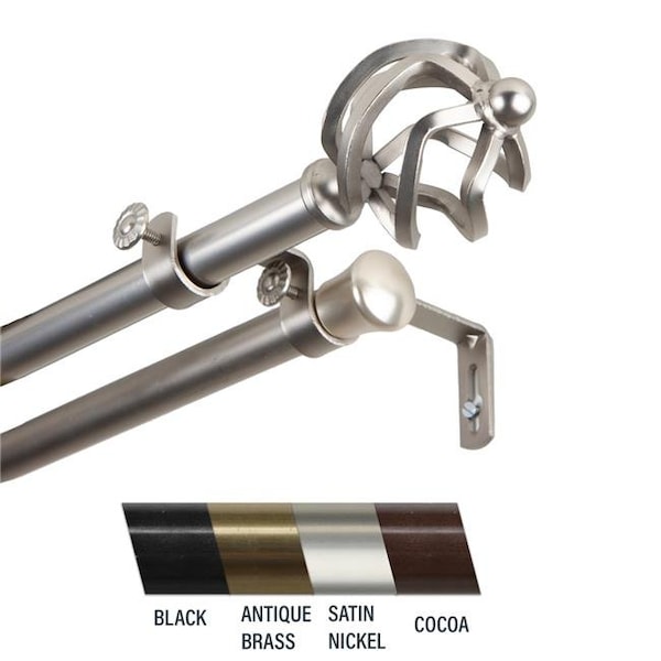 Central Design Central Design 4742-665 Giro 0.81 in. Double Curtain Rod; 66-120 in. - Satin Nickel 4742-665 - main